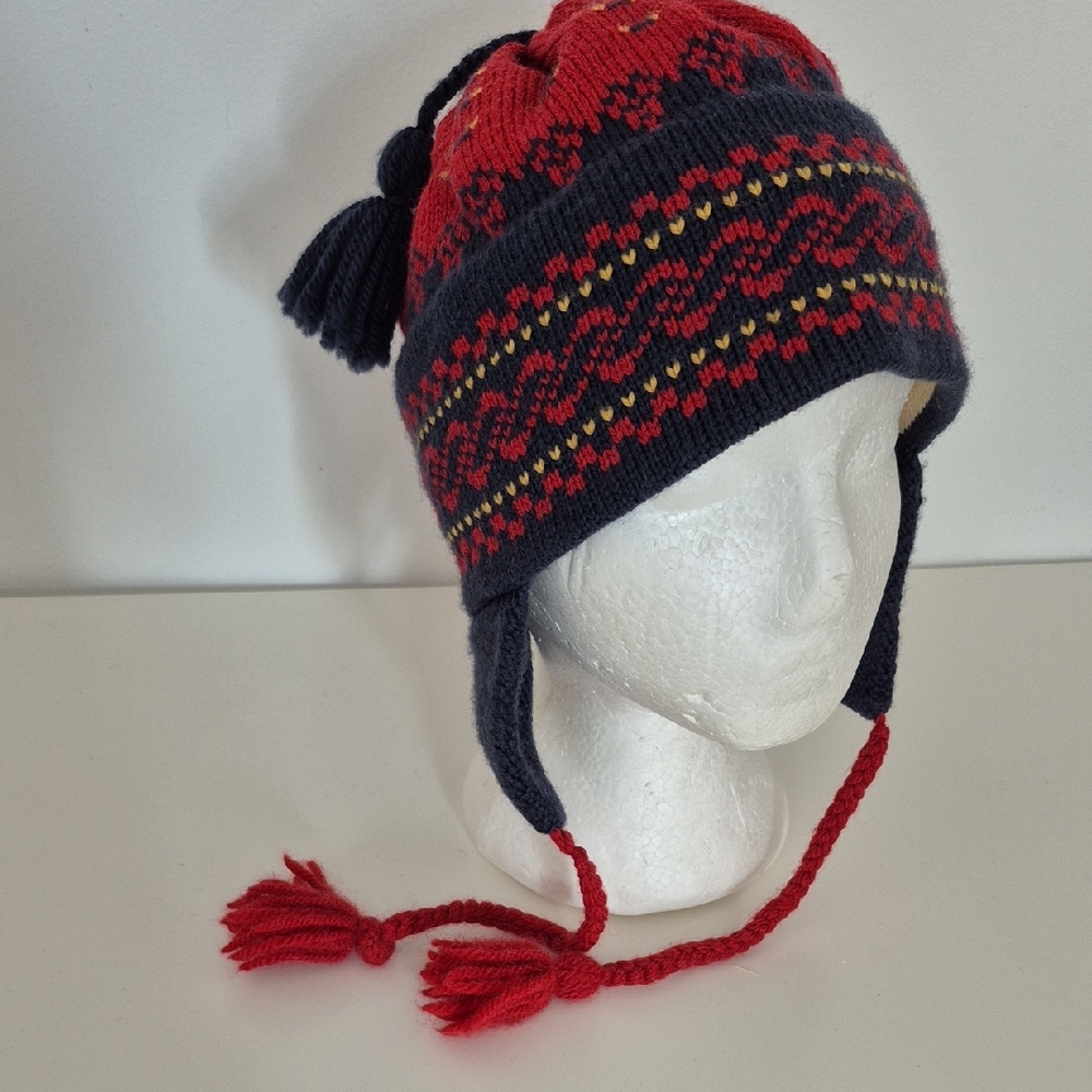 Wool Knit Hat, Beanie with Ear Flaps byLes Tricots DDC Handknit In Canada Quebec